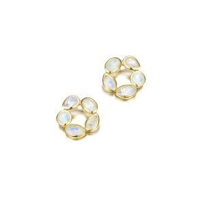 Pendientes Plata de Ley 925 bañado en oro 18k con Espectrolita