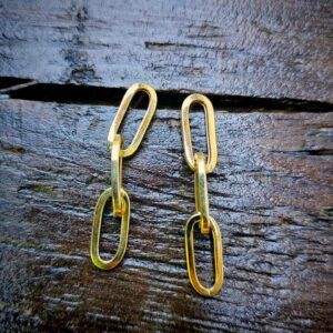 Pendientes largo eslabón de oro amarillo 18k 34mm