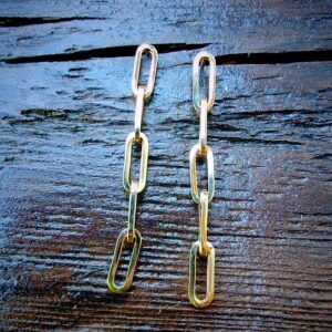 Pendientes largo eslabón de oro amarillo 18k 42mm