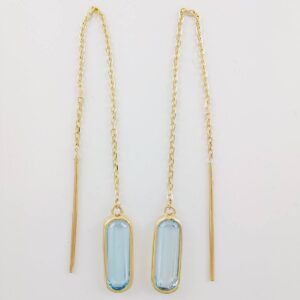Pendientes oro 18k con topacios azules talla baguette