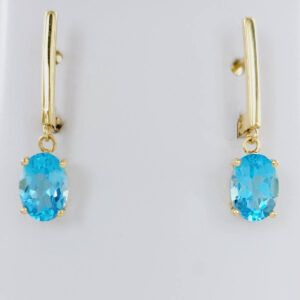 Pendientes oro amarillo 18k con topacios azules talla oval