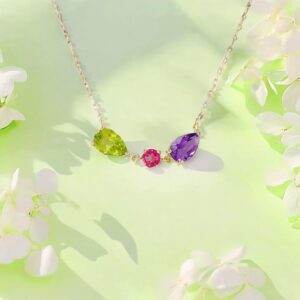 Collar oro amarillo 18k con amatista, peridoto y turmalina