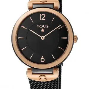 Reloj analógico S-Mesh bicolor acero IP rosado/IP negro