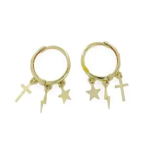 pendientes cruz estrella rayo