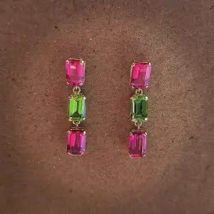 Pendientes oro amarillo 18k topacio rosa y peridoto