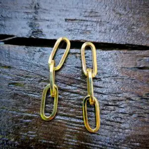 Pendientes largo eslabón de oro amarillo 18k 34mm