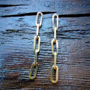 Pendientes largo eslabón de oro amarillo 18k 42mm