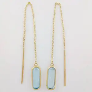 Pendientes oro 18k con topacios azules talla baguette