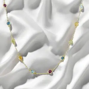 Collar oro amarillo 18k con amatistas, topacios y citrinos